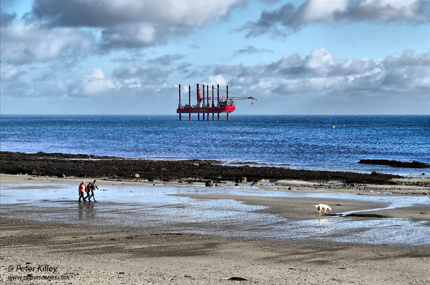 Excalibur lying off Douglas Beach - © Peter Killey