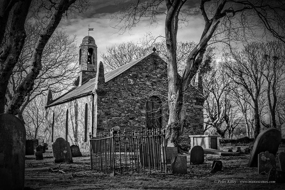 Ballaugh Old Church in B&W © Peter Killey - www.manxscenes.com